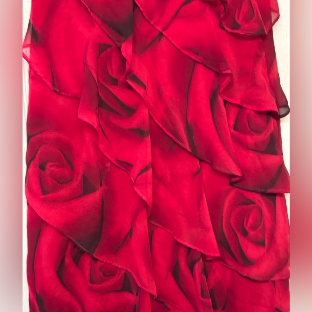 WHBM Rose Print Tiered Chiffon Ruffle Dress - Picture 6 of 8